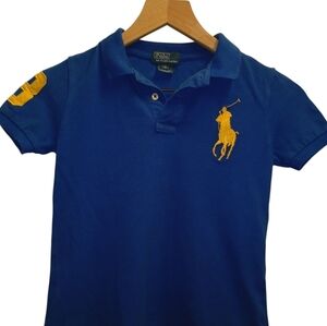 Boys' Polo Shirt by Ralph Lauren In Blue with Yellow Logo